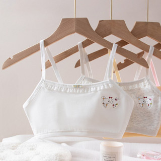 Áo Lá Cotton Cho Bé Gái 2 Dây Mảnh Họa Tiết Thỏ Phối Ren Mềm Xinh Xắn, Áo Lót Chống Hằn Cộm Thoáng Khí King Shop B-538