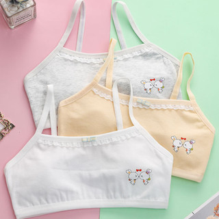Áo Lá Cotton Cho Bé Gái 2 Dây Mảnh Họa Tiết Thỏ Phối Ren Mềm Xinh Xắn, Áo Lót Chống Hằn Cộm Thoáng Khí King Shop B-538