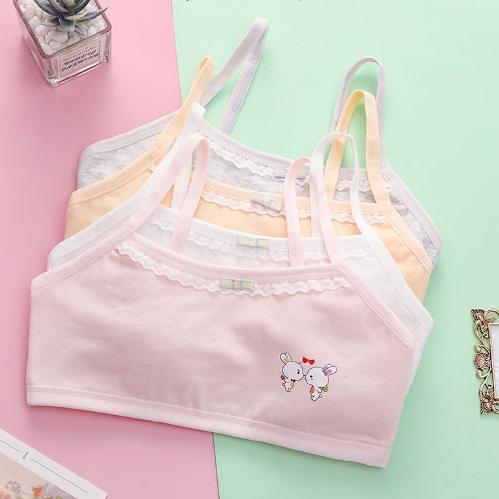 COMBO 3 Áo lót lá học sinh bé gái tuổi dậy thì cotton dày dặn thấm hút in hình dễ thương LANIXA B538