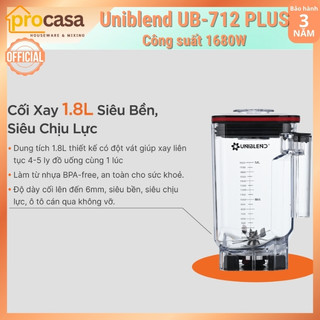 (Có hẹn giờ) Máy xay sinh tố công nghiệp Uniblend UB-712 PLUS - 1680W - chuyên dụng cho quán kinh doanh và nhà hàng