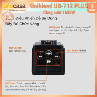 (Có hẹn giờ) Máy xay sinh tố công nghiệp Uniblend UB-712 PLUS - 1680W - chuyên dụng cho quán kinh doanh và nhà hàng