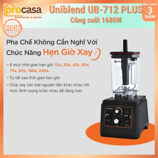 (Có hẹn giờ) Máy xay sinh tố công nghiệp Uniblend UB-712 PLUS - 1680W - chuyên dụng cho quán kinh doanh và nhà hàng