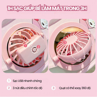 Mũ chống nắng rộng vành cho bé có quạt du lịch mùa hè, Mũ chống nắng quạt tích điện che nửa đầu