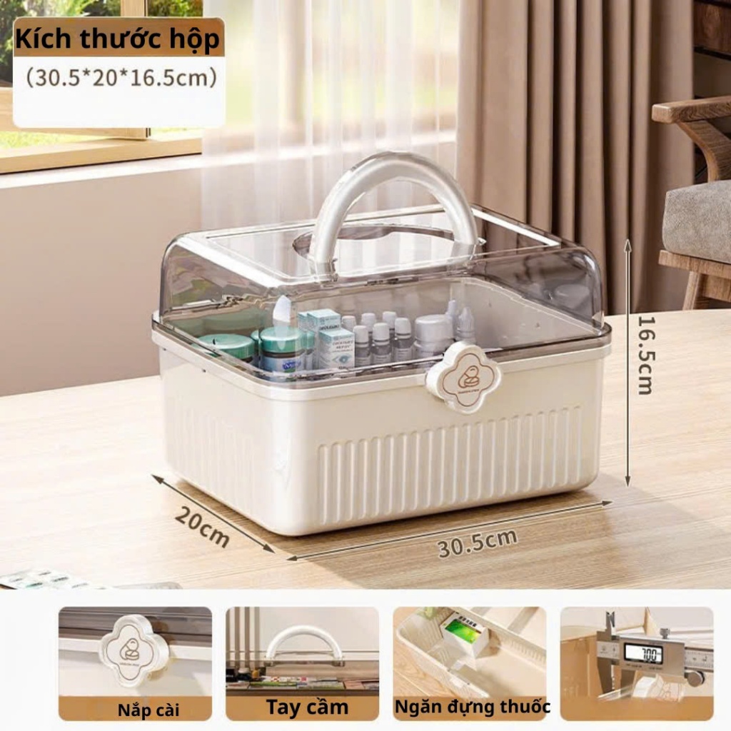 Hộp Đựng Thuốc 3 Tầng, Hộp Đựng Thuốc, Đồ Y Tế Gia Đình Có Tay Cầm, Khóa Đóng Mở An Toàn