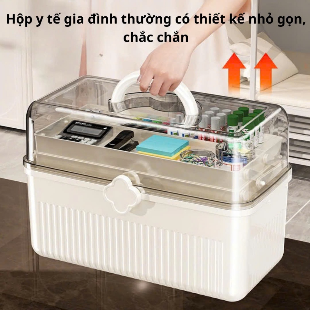 Hộp Đựng Thuốc 3 Tầng, Hộp Đựng Thuốc, Đồ Y Tế Gia Đình Có Tay Cầm, Khóa Đóng Mở An Toàn