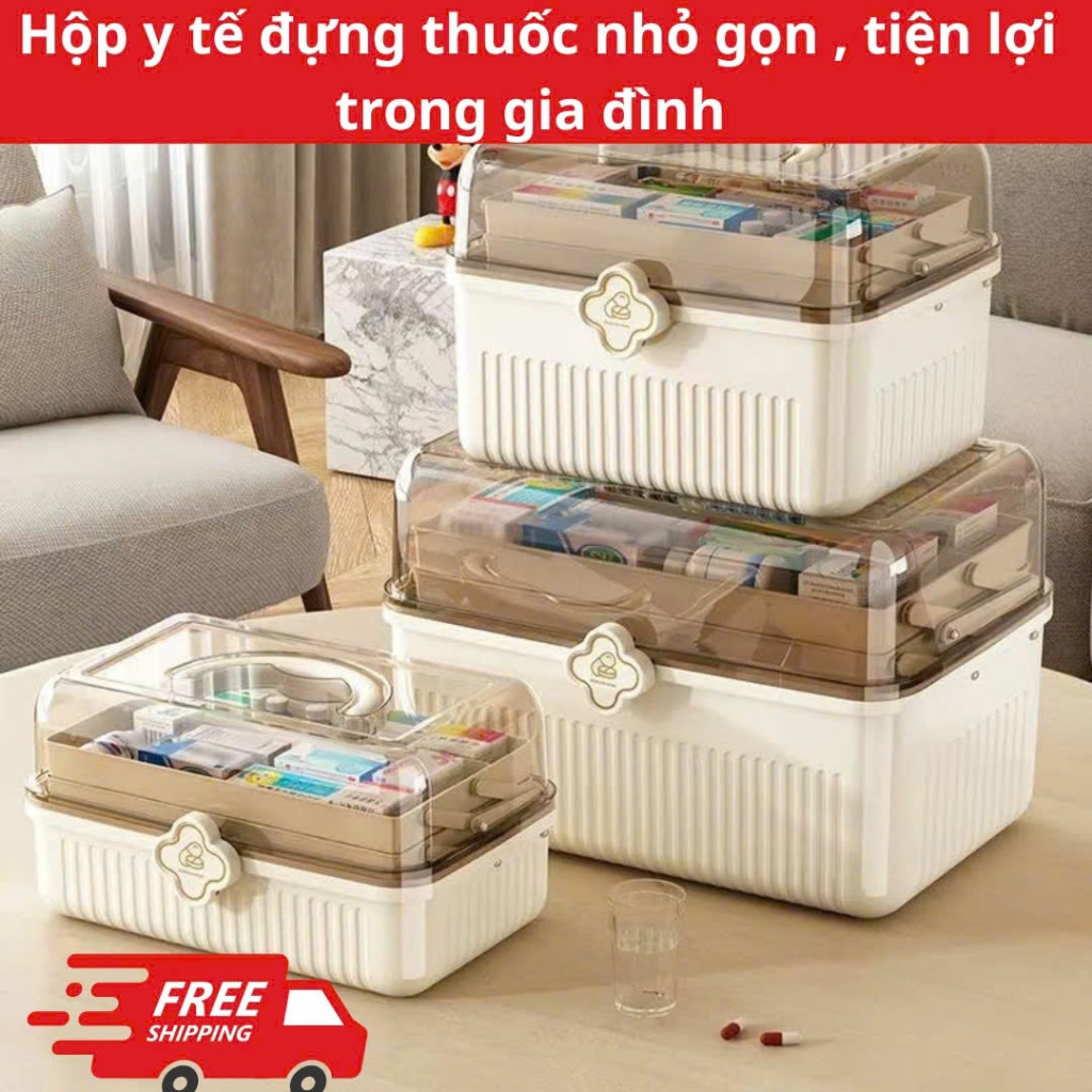 Hộp Đựng Thuốc 3 Tầng, Hộp Đựng Thuốc, Đồ Y Tế Gia Đình Có Tay Cầm, Khóa Đóng Mở An Toàn