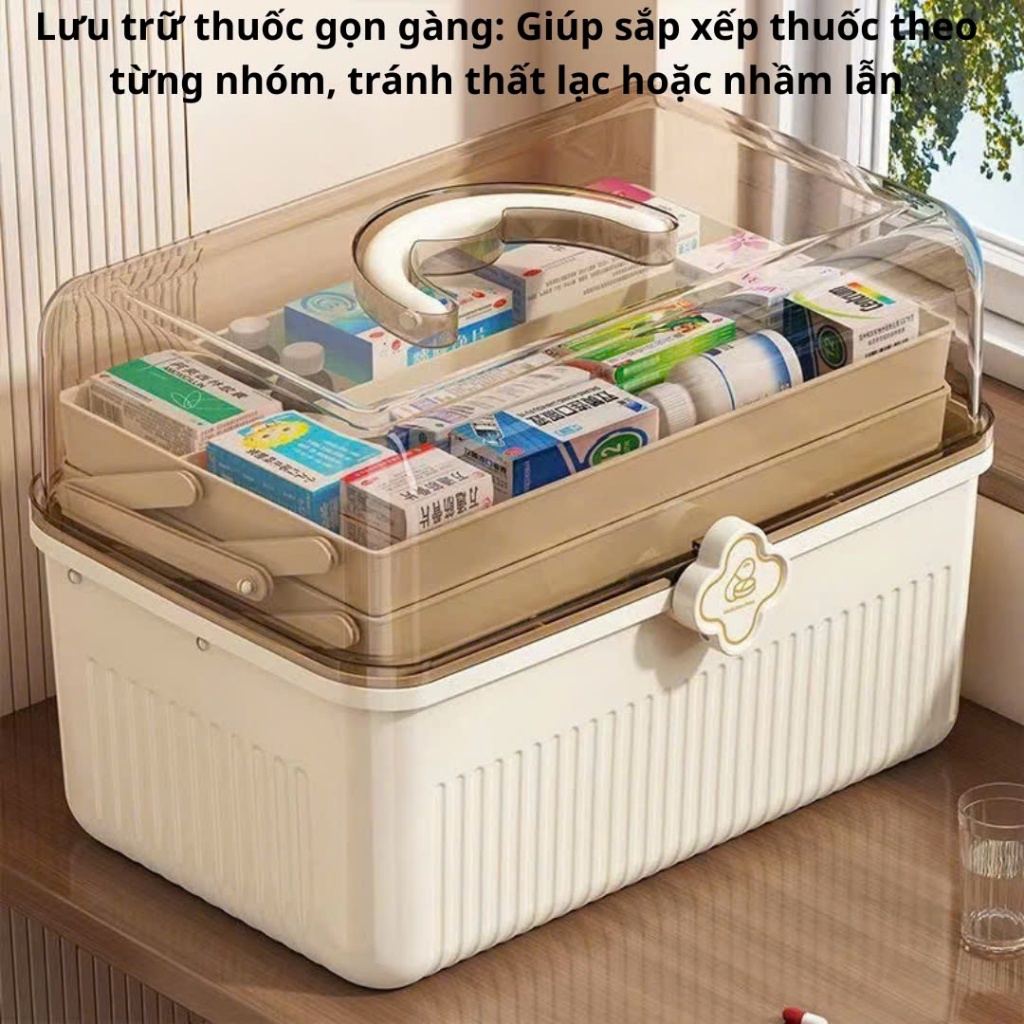Hộp Đựng Thuốc 3 Tầng, Hộp Đựng Thuốc, Đồ Y Tế Gia Đình Có Tay Cầm, Khóa Đóng Mở An Toàn