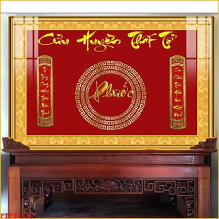 Tranh Cửu Huyền Thất Tổ - Tranh Treo Tường Phòng Thờ Phật Giáo - Tranh Laminate Tráng Gương Cao Cấp Bọc Viền