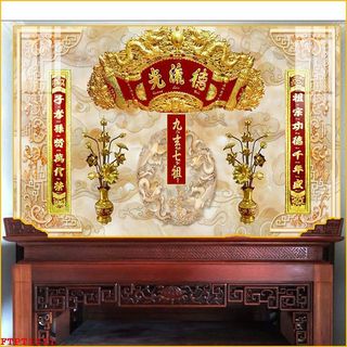 Tranh Cửu Huyền Thất Tổ - Tranh Treo Tường Phòng Thờ Phật Giáo - Tranh Laminate Tráng Gương Cao Cấp Bọc Viền