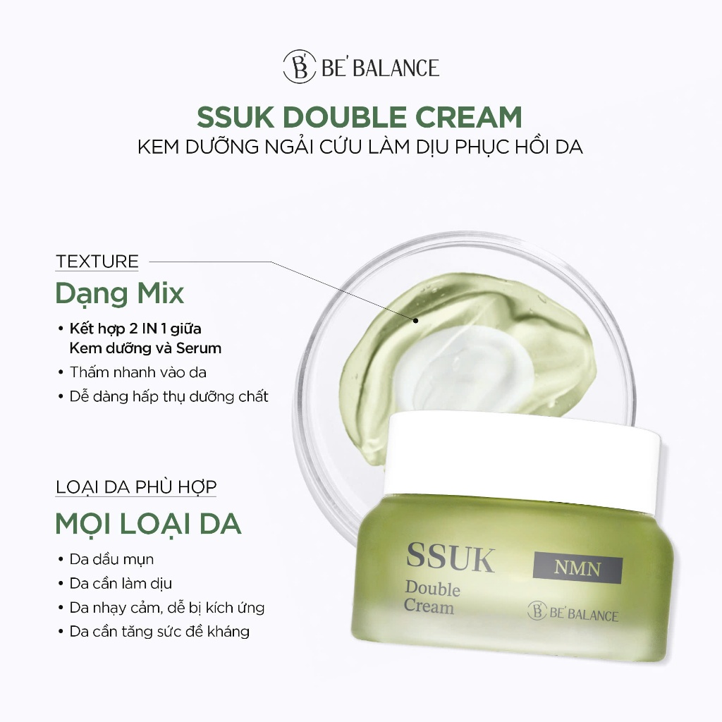 Ảnh Kem Dưỡng Đa Tầng Chiết Xuất Ngải Cứu Be'Balance SSUK DOUBLE CREAM Làm Đẹp Da 50ml 4