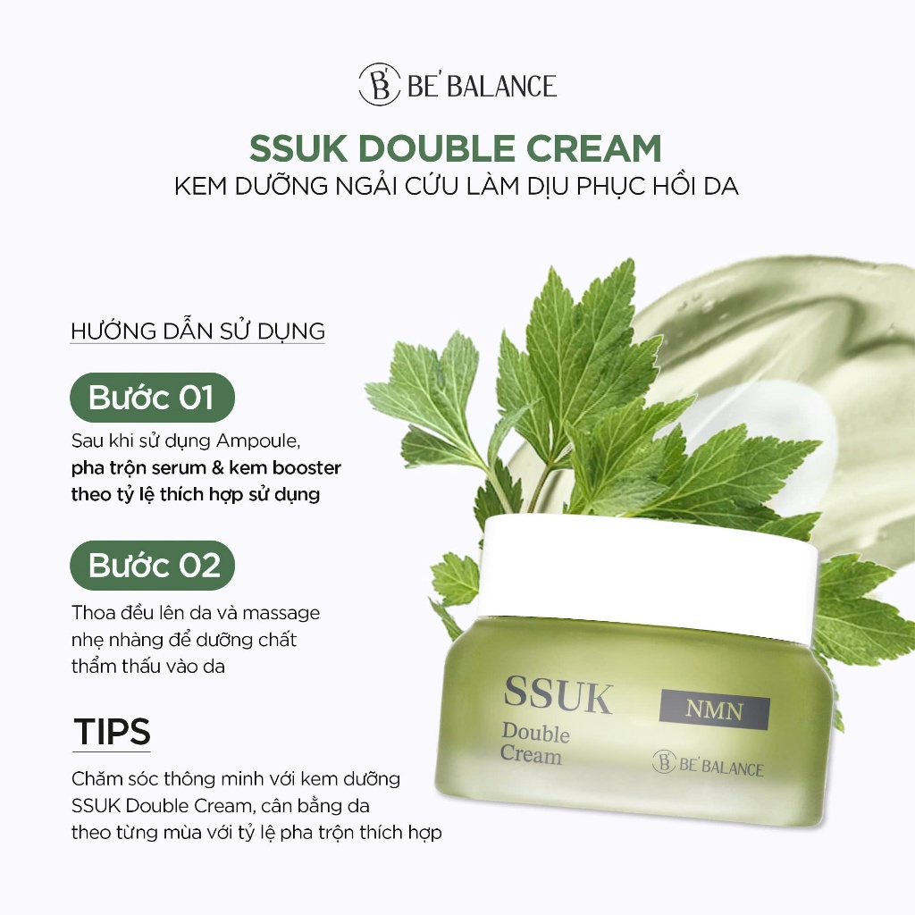 Ảnh Kem Dưỡng Đa Tầng Chiết Xuất Ngải Cứu Be'Balance SSUK DOUBLE CREAM Làm Đẹp Da 50ml 2