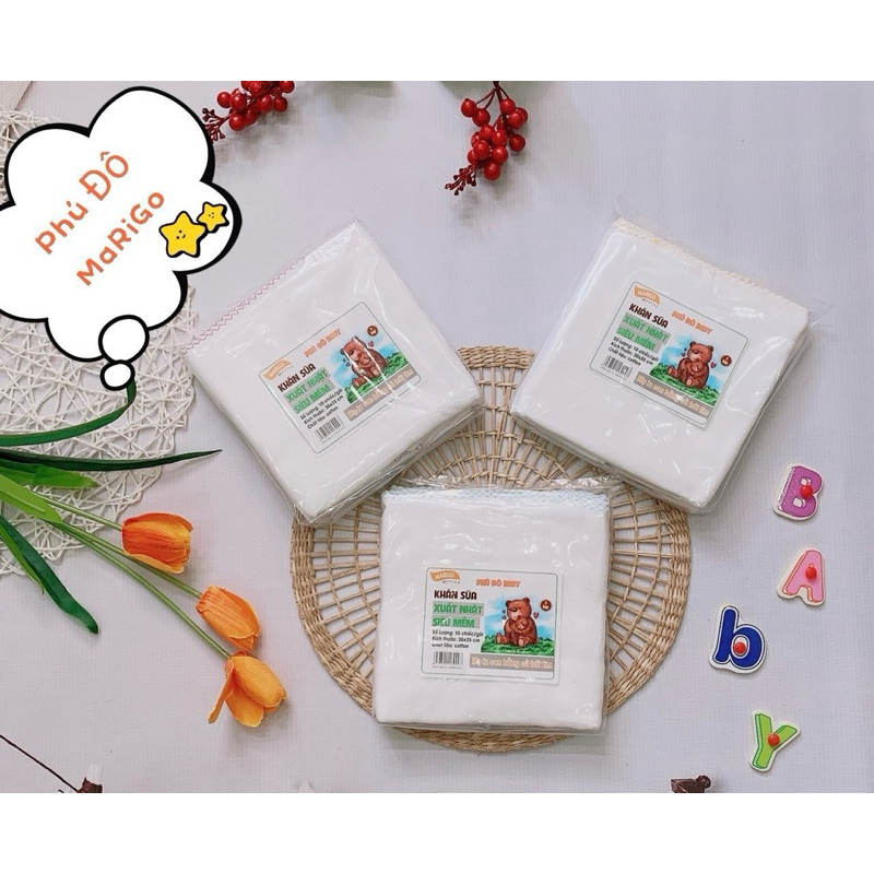 (SỈ 2 GÓI) khăn xô sữa xuất Nhật 4 lớp siêu mềm Marigo Phú Đô Baby cho bé yêu