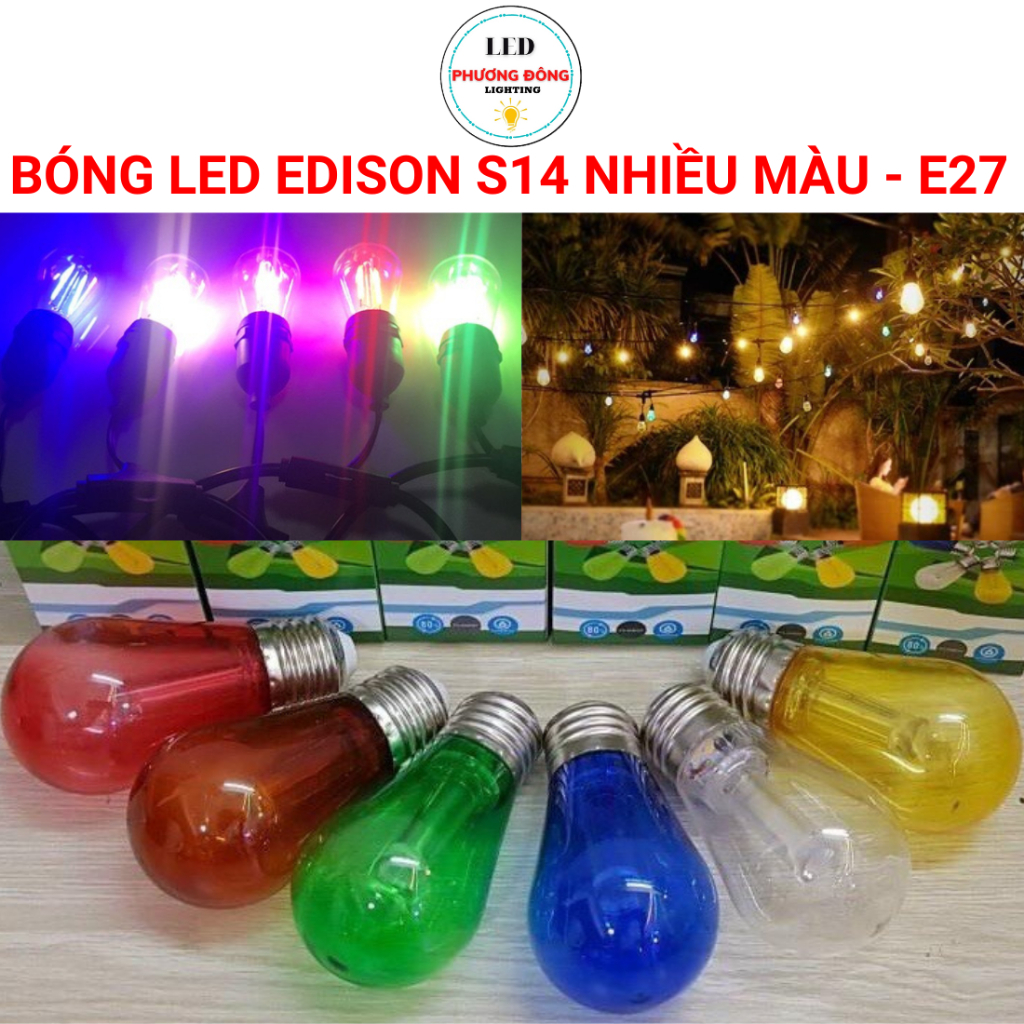 Bóng LED EDISON S14 Nhiều màu Đuôi E27 Kín nước 3W