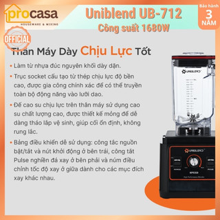 Máy xay sinh tố công nghiệp Uniblend UB-712 - 1680W - Xay đá cực tốt cho quán và nhà hàng