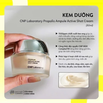 Kem Dưỡng Keo Ong CNP Laboratory Propolis Propolis Active Shot Cream Làm Dịu Da, Ngừa Lão Hóa 50ML