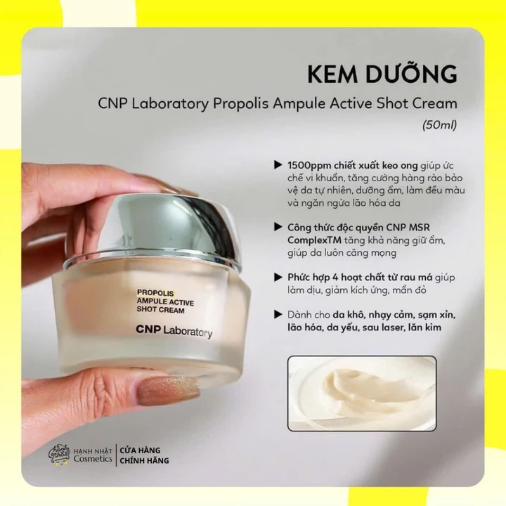 Kem Dưỡng Keo Ong CNP Laboratory Propolis Propolis Active Shot Cream Làm Dịu Da, Ngừa Lão Hóa 50ML