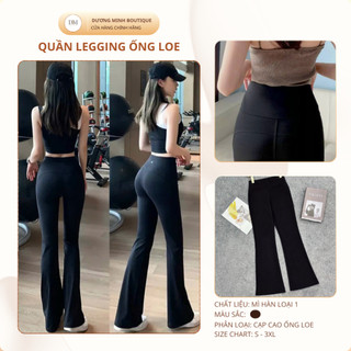 Quần legging ống loe cạp cao 10cm tôn dáng, gọn bụng – Chất vải mì Hàn cao cấp, co giãn tốt, thoải mái vận động