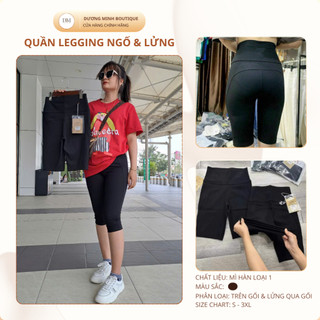 Quần legging ngố trên gối & legging lửng qua gối – Cạp cao 10cm tôn dáng, ôm gọn, chất mì Hàn cao cấp, co giãn tốt