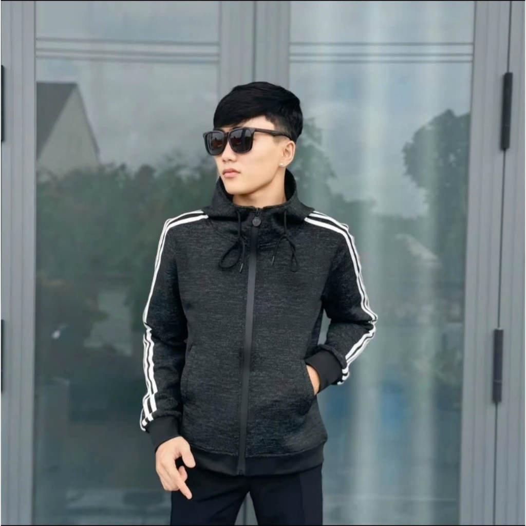 Áo Khoác ADDIDASS 3 Sọc Màu Xám Lông Chuột Form Chuẩn Dày Dặn Siêu Đẹp