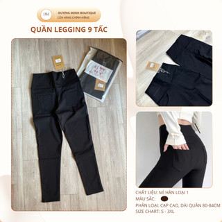 Quần legging ngắn 9 tấc cạp cao – Gọn bụng, tôn dáng, chất mì Hàn cao cấp, co giãn tốt, thoải mái vận động