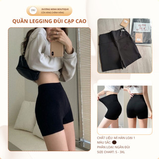 Quần đùi legging cạp cao – Hàng cao cấp, chất mì Hàn co giãn 4 chiều, ôm dáng, gọn bụng, tôn chân, thoải mái vận động