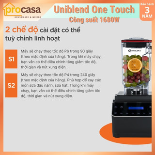 [Cảm ứng] Máy xay sinh tố công nghiệp Uniblend One Touch - 1680W - Sử dụng cho quán và nhà hàng