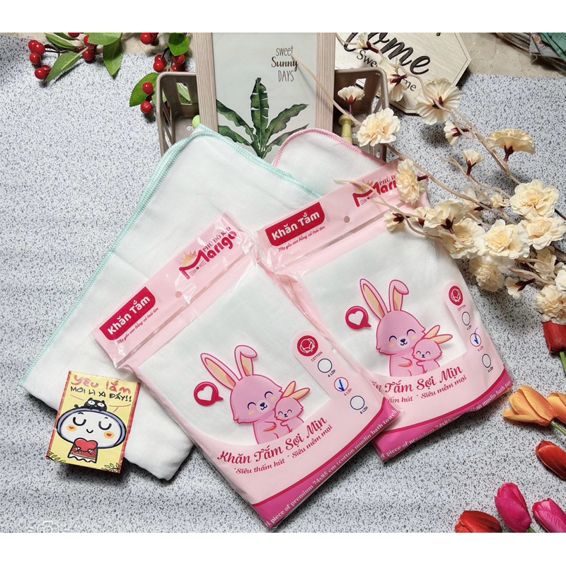 ( Sỉ 2) Khăn tắm thỏ Marigo Phú Đô 100% cotton cao cấp mềm mại, thấm hút tốt kích thước 85x74cm