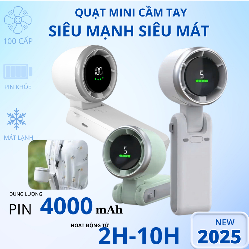 Quạt cầm tay turbo mini tích điện tốc độ gió mạnh không ồn Quạt mini cầm tay quạt phản lực cầm tay