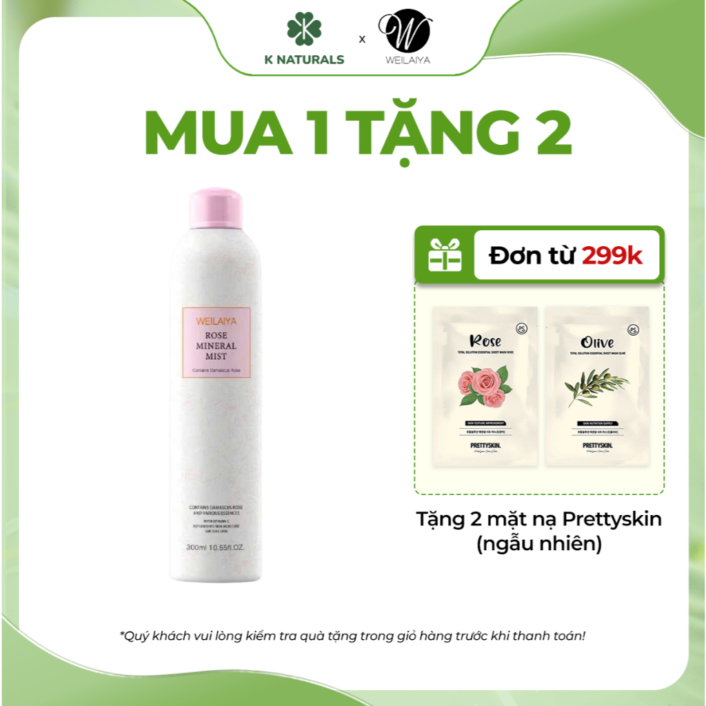 Ảnh Xịt khoáng hoa hồng Damask Weilaiya giúp cấp ẩm sâu làm dịu dưỡng da khỏe ngừa lão hóa cho da 1