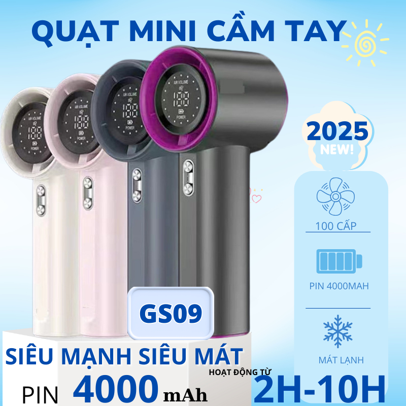 Quạt cầm tay turbo mini tích điện tốc độ gió mạnh không ồn Quạt mini cầm tay quạt phản lực cầm tay
