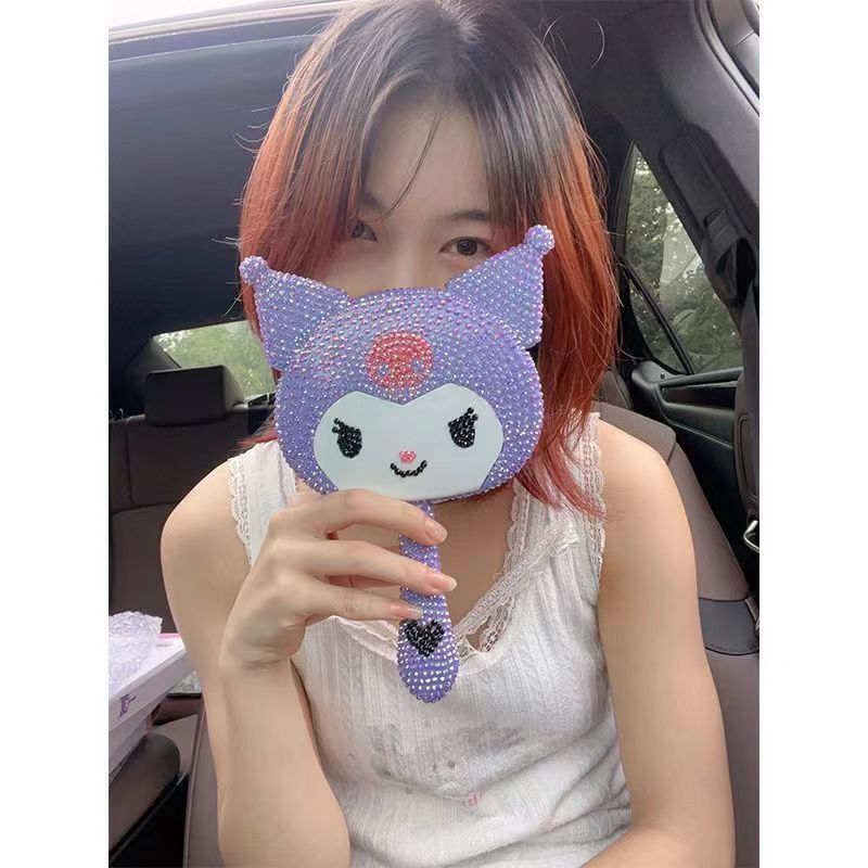 Diy Gương Trang Điểm Gương Mèo Kitty Handmade Kim Cương Đầy Đủ Combo ( Gương + Đá + Keo + Bộ Đính)