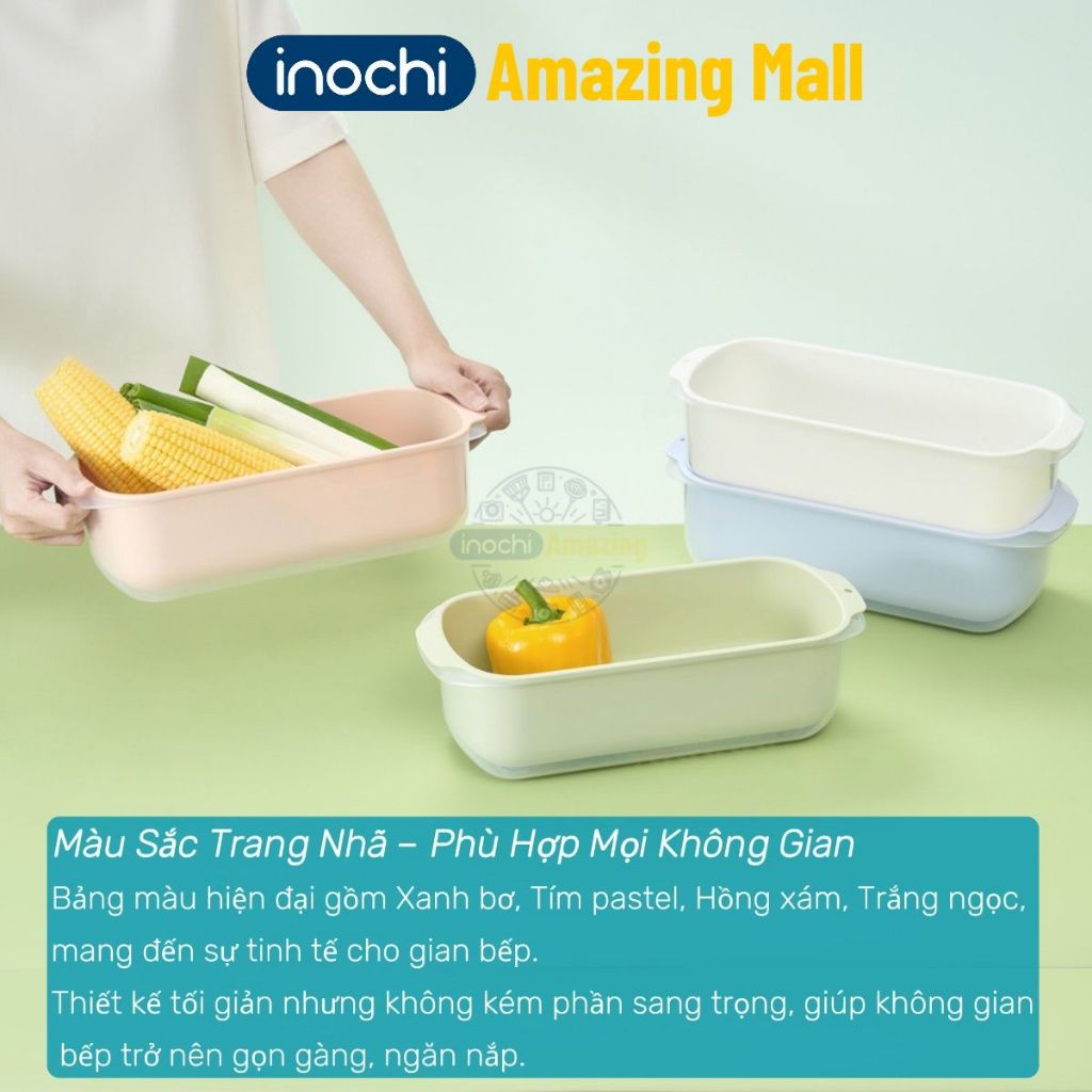 [MỚI VỀ] Bộ thau rổ chữ nhật Yoko Inochi nhỏ gọn, xinh xắn, siêu tiện dụng