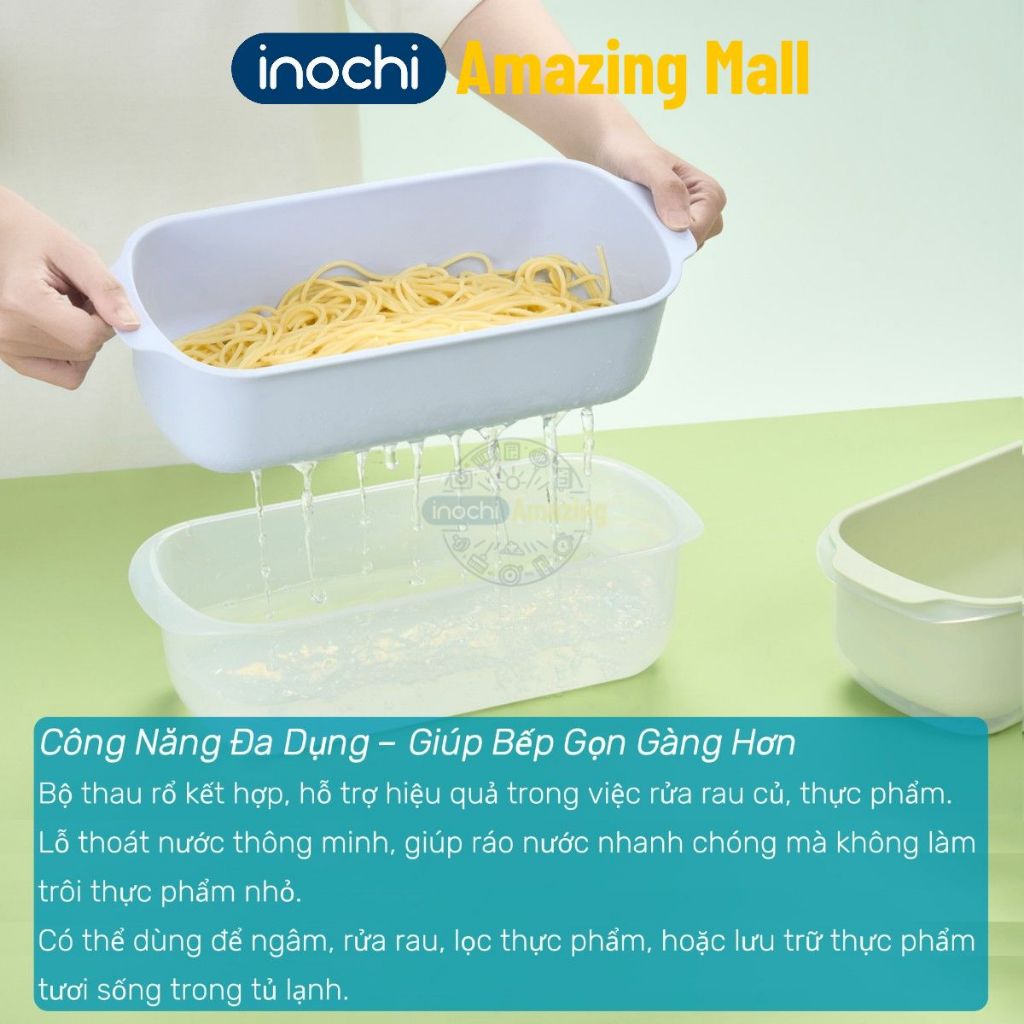 [MỚI VỀ] Bộ thau rổ chữ nhật Yoko Inochi nhỏ gọn, xinh xắn, siêu tiện dụng