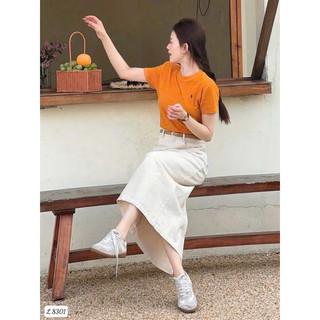 Set áo cam thêu mix chân váy