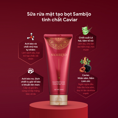 Sữa Rửa Mặt Tạo Bọt SAMBIJO Tinh Chất Caviar 150ML