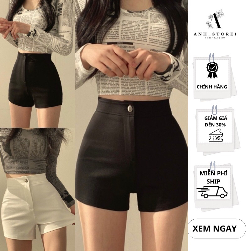 Quần Short Nữ Lưng Cao Dáng Ôm Đùi Ngắn
