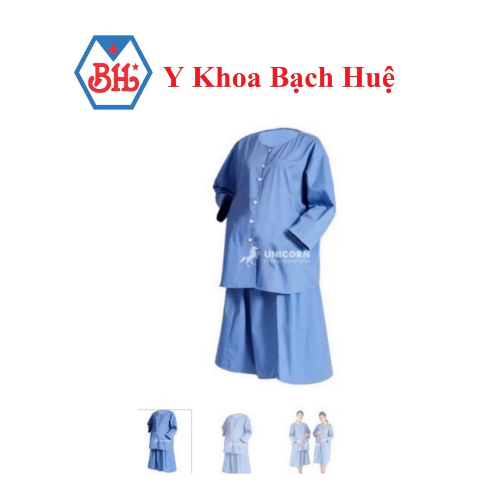 Áo váy sản phụ, Áo váy khám sản, Quần áo khám sản màu xanh