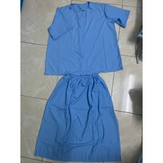 Áo váy sản phụ, Áo váy khám sản, Quần áo khám sản màu xanh