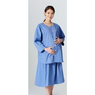 Áo váy sản phụ, Áo váy khám sản, Quần áo khám sản màu xanh