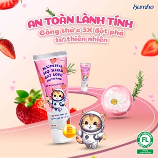 Kem Đánh Răng Trẻ Em Kumho HQ Kids Cat Love 70g Hương Dâu Chăm Sóc Răng Sữa, Hơi Thở Thơm Mát