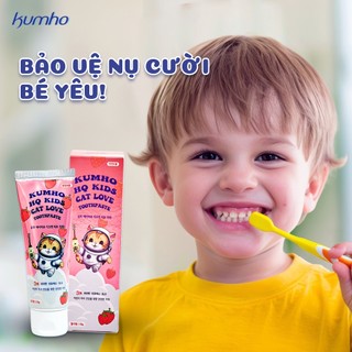 Kem Đánh Răng Trẻ Em Kumho HQ Kids Cat Love 70g Hương Dâu Chăm Sóc Răng Sữa, Hơi Thở Thơm Mát