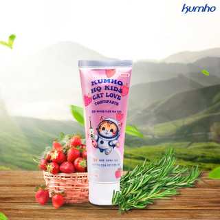 Kem Đánh Răng Trẻ Em Kumho HQ Kids Cat Love 70g Hương Dâu Chăm Sóc Răng Sữa, Hơi Thở Thơm Mát