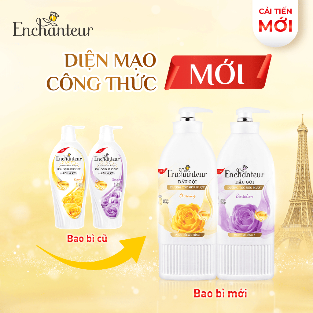 Ảnh Dầu gội dưỡng tóc mượt thơm lâu ENCHANTEUR Charming Phục Hồi Sức Sống/Sensation Mượt Mà Óng Ả 650g 2