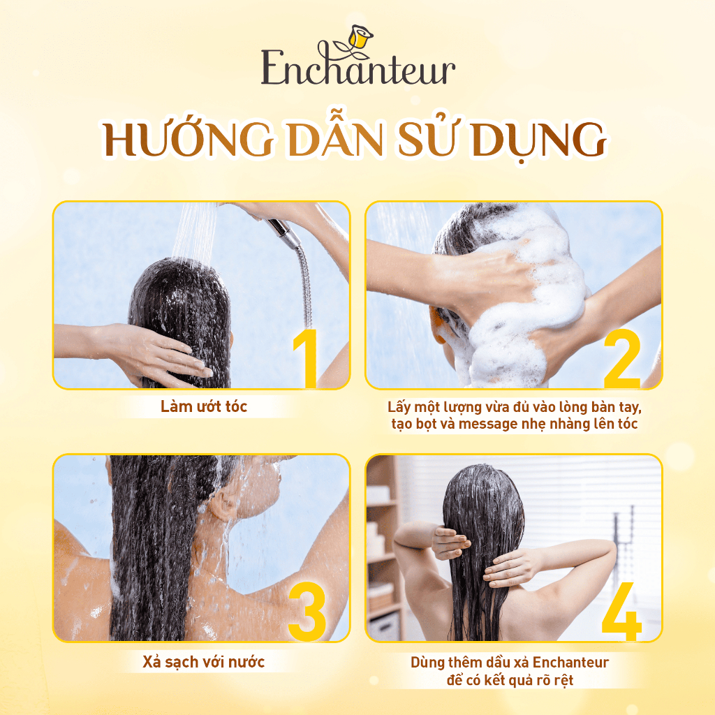 Ảnh Dầu gội dưỡng tóc mượt thơm lâu ENCHANTEUR Charming Phục Hồi Sức Sống/Sensation Mượt Mà Óng Ả 650g 4