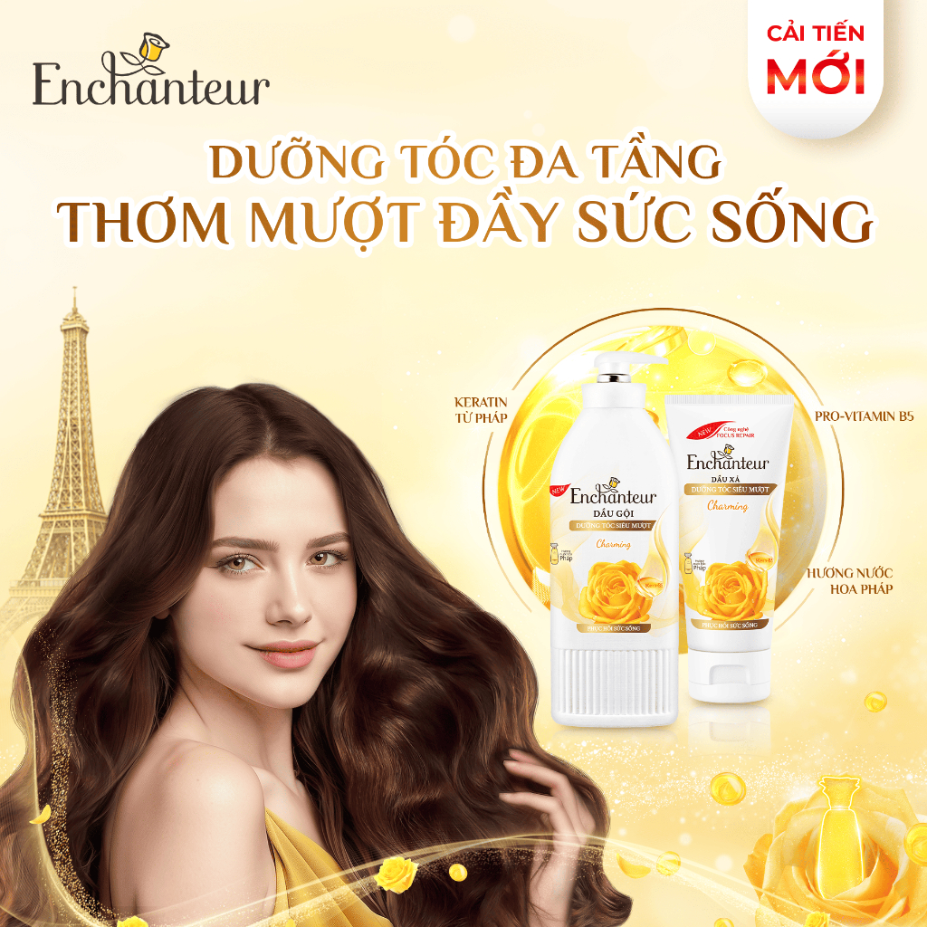 Ảnh Dầu gội dưỡng tóc mượt thơm lâu ENCHANTEUR Charming Phục Hồi Sức Sống/Sensation Mượt Mà Óng Ả 650g 1