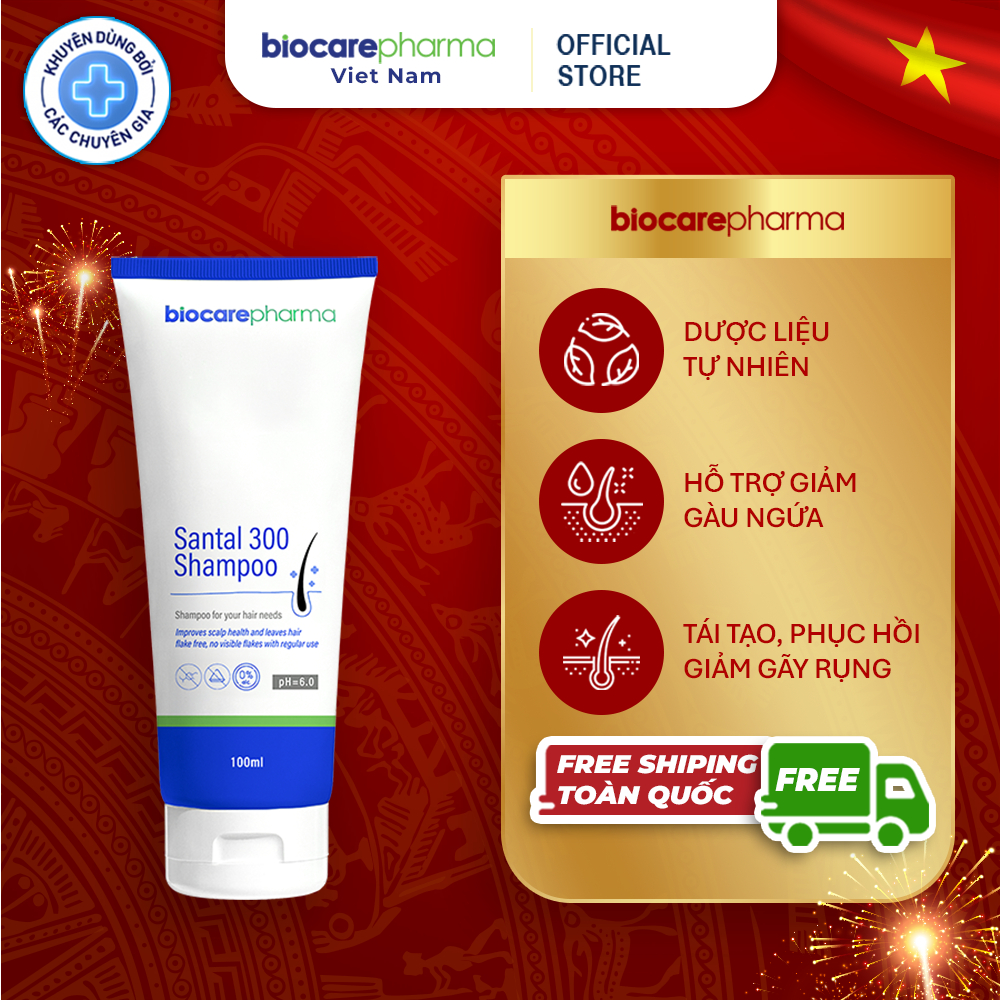 Ảnh Dầu gội dược liệu BIO CARE PHARMA giảm gàu, nấm ngứa da đầu Santal 300 Shampoo 100ml 1