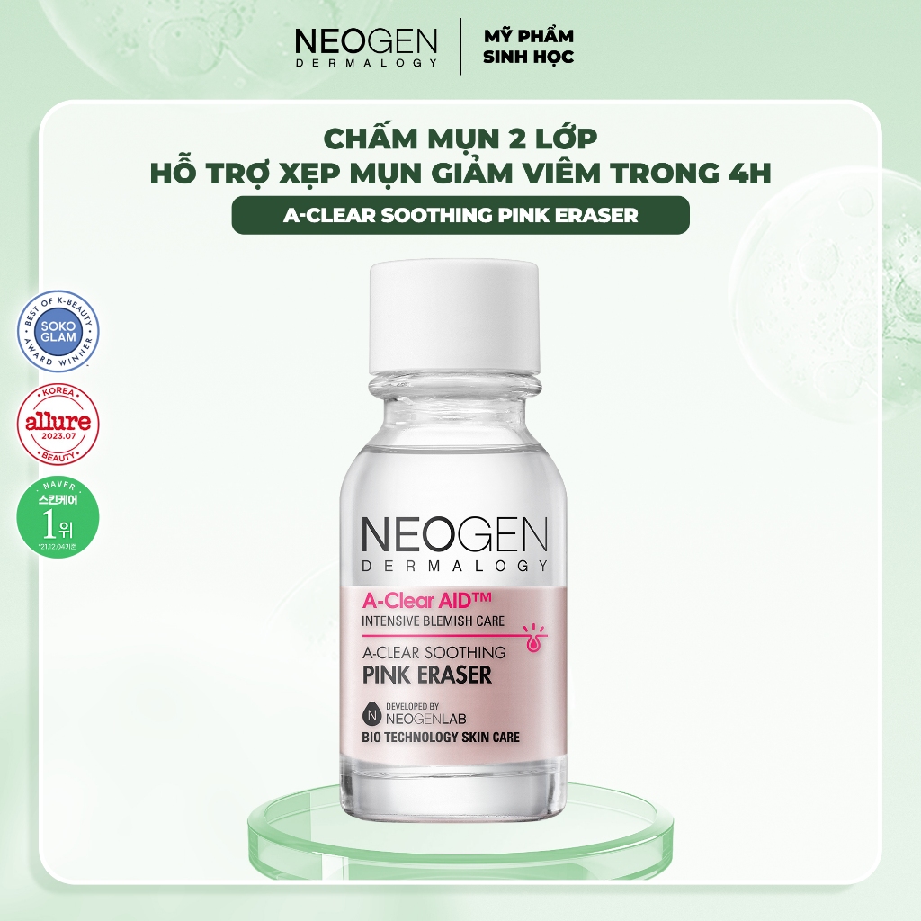 Ảnh Chấm Mụn 2 Lớp Xẹp Mụn Sau 4H Neogen Dermalogy A-Clear Aid Soothing Pink Eraser 15ml 2
