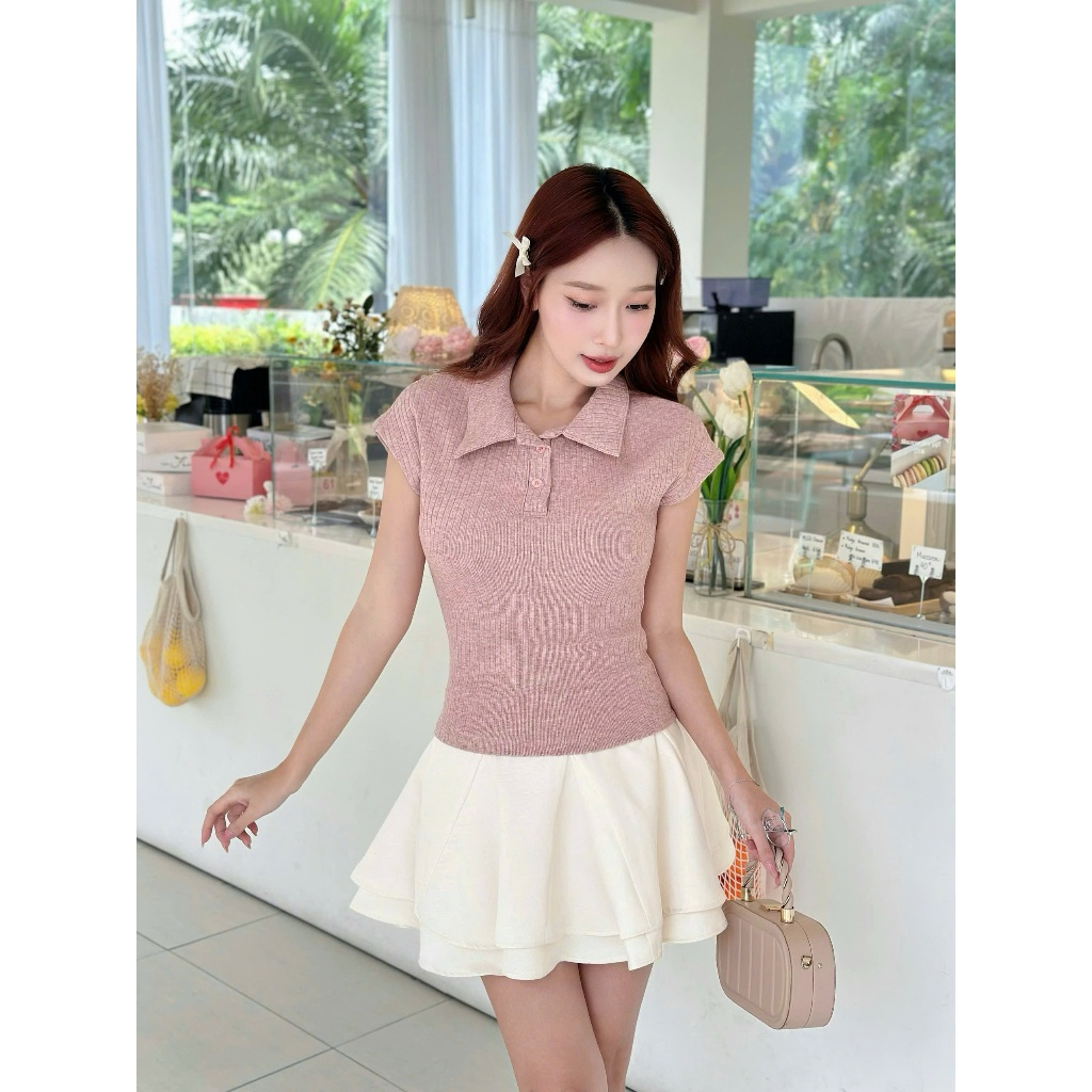 Ảnh Áo Thun Nữ Cô Bẻ Ôm Body Basic Tôn Dáng - NAIA TOP - GOÛT DE JUN 2