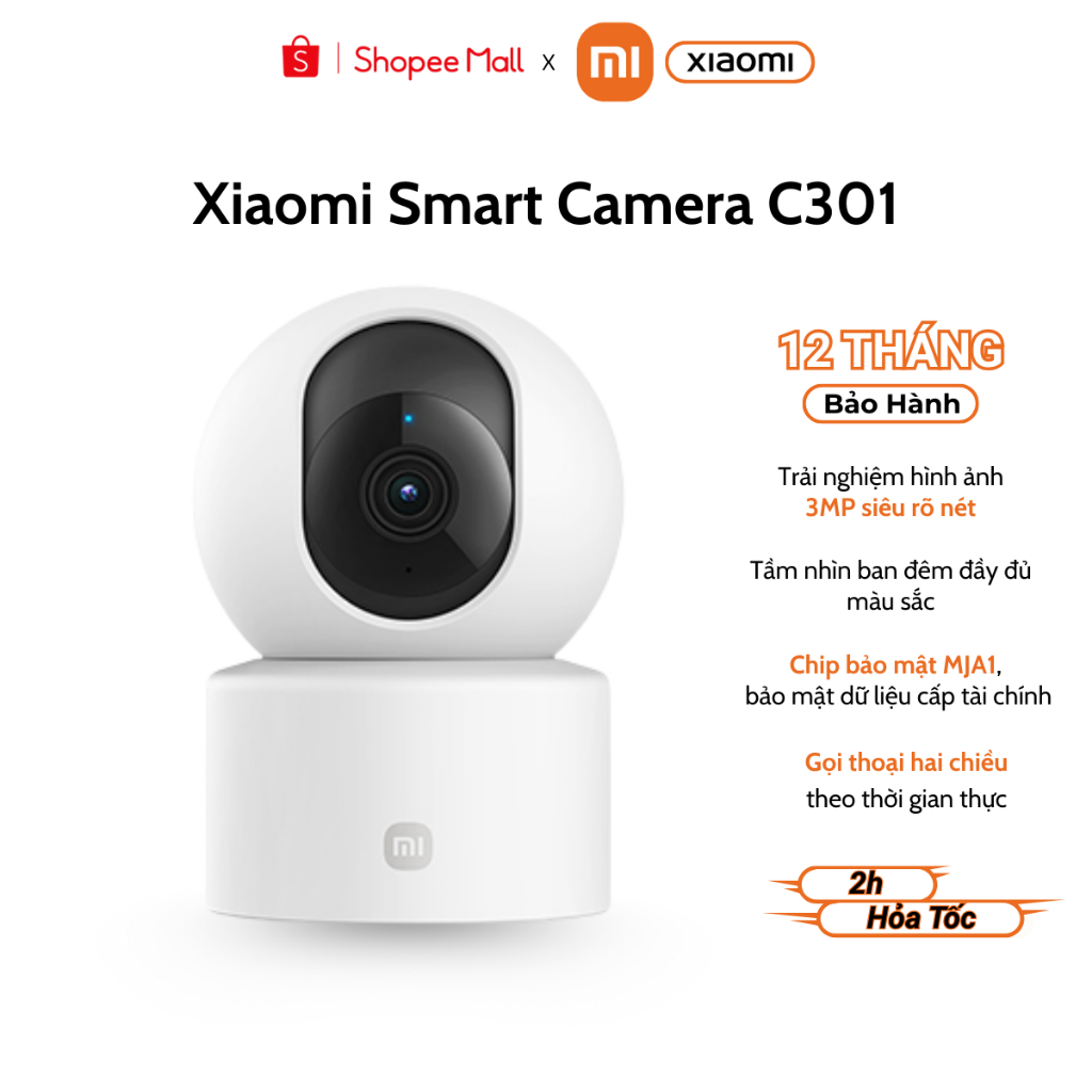 Smart Camera Xiaomi C301 2K (2304×1296p) xoay 360 độ - Hàng chính hãng ...