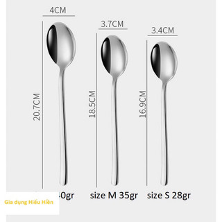 Inox 304 Combo 4 Chiếc thìa - Muỗng Hàn Quốc Cán Dài Đẹp Lung Linh có 3 cỡ Lớn Vừa Và Nhỏ